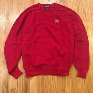 Vintage Lands End University Of Maryland Terapins Red Knit Crewneck Size L